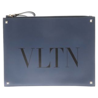 VALENTINO - VALENTINO ヴァレンチノ VLTN LOGO CLUTCH BAG ロゴプリント レザー クラッチバッグ ブルー