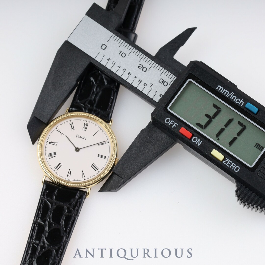 PIAGET(ピアジェ)のPIAGET ピアジェ ROUND ラウンド 90239 手巻き Cal.9P2 YG 革 純正尾錠（750） ホワイト文字盤 箱 保証書（1989年） メンズの時計(腕時計(アナログ))の商品写真