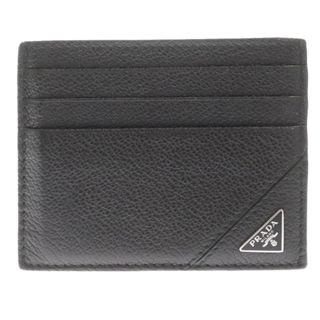 プラダ(PRADA)のPRADA プラダ ロゴプレート レザー カードケース ブラック 2MC223(名刺入れ/定期入れ)