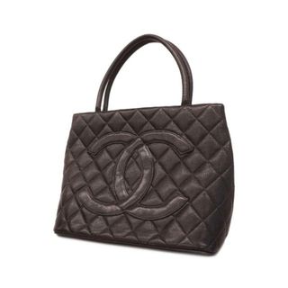 シャネル(CHANEL)の【4ia0340】シャネル トートバッグ/復刻トート/キャビアスキン/ブラック/ゴールド金具 【中古】レディース(トートバッグ)