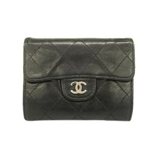 シャネル(CHANEL)の【4ia0365】シャネル 名刺入れ/マトラッセ/ラムスキン/ブラック/ゴールド金具 【中古】 レディース(名刺入れ/定期入れ)