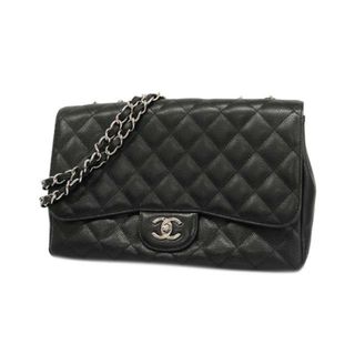 シャネル(CHANEL)の【4ia0388】シャネル ショルダーバッグ/デカマトラッセ/Wチェーン/キャビアスキン/ブラック/シルバー金具 【中古】 レディース(ショルダーバッグ)