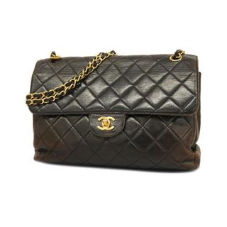 シャネル(CHANEL)の【4ia0390】シャネル ショルダーバッグ/マトラッセ/ダブルフェイス/Wチェーン/ラムスキン/ブラック/ゴールド金具 【中古】 レディース(ショルダーバッグ)