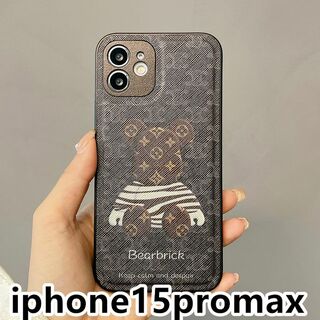 iphone15promaxケース 可愛い 熊　お洒落 耐衝撃  ブラウン30(iPhoneケース)