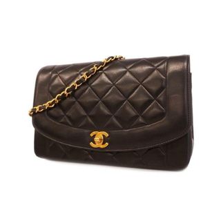 シャネル(CHANEL)の【4ia0486】シャネル ショルダーバッグ/マトラッセ/ダイアナ/チェーンショルダー/ラムスキン/ブラック/ゴールド金具 【中古】 レディース(ショルダーバッグ)