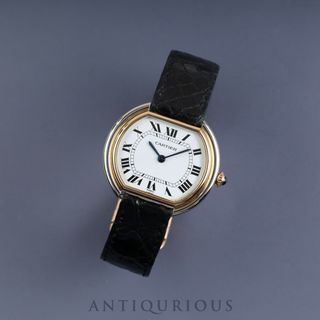 Cartier - CARTIER カルティエ  ELLIPSE LM エリプス LM 78091 手巻き Cal.78-1 ETA 2512-1 YG/WG 革 純正バックル（750）ホワイト文字盤