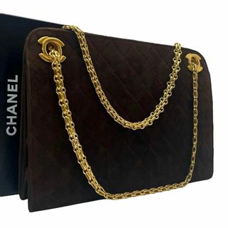 シャネル(CHANEL)のシャネル マトラッセ がま口 スエード チェーン ショルダー バッグ レザー 茶(ショルダーバッグ)