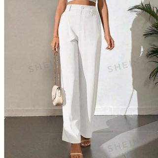 シーイン(SHEIN)の【SHEIN】シーイン パンツ   韓国 中国 ハイウエスト ワイド(カジュアルパンツ)