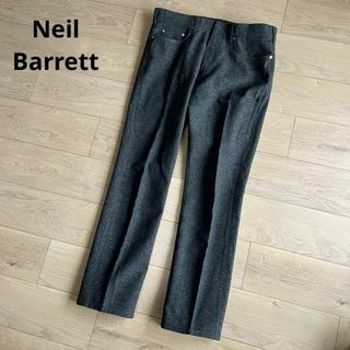 NEIL BARRETT - ニールバレット　ネップ生地　コットン　パンツ　ダークグレー系　W34