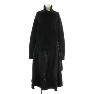 サカイ(sacai)のサカイ ワンピース ロング マキシ フレア ニット デニム 切替 2 M 黒(ロングワンピース/マキシワンピース)