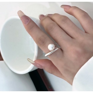 【残りわずか】個性的 パール リング シルバー 指輪 ジュエリー 韓国 S925(リング(指輪))
