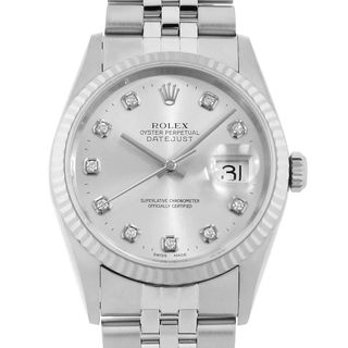 ロレックス(ROLEX)のロレックス デイトジャスト 10Pダイヤ 16234G シルバー 5列 ジュビリーブレス P番 メンズ 中古 腕時計(腕時計(アナログ))