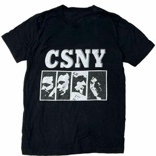 ミュージックティー(MUSIC TEE)のCSNY バンド半袖Tシャツ USロック ブラック US古着 w60(Tシャツ/カットソー(半袖/袖なし))