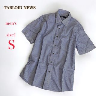 タブロイドニュース(tabloid news)のTABLOID NEWSタブロイドニュース　ストライプ 半袖シャツ　1　ブルー系(シャツ)