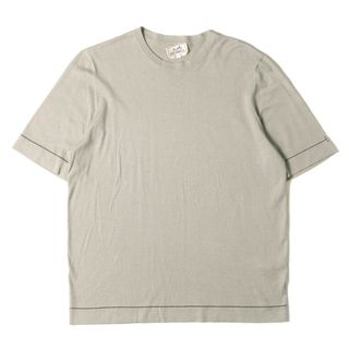 エルメス(Hermes)のHERMES エルメス Tシャツ サイズ:XL 22SS スリーブ Hジャガード ショートスリーブ コットン カシミヤ ハイゲージ ニットソー ニット  セーター グレー トップス 半袖 カットソー イタリア製【メンズ】【中古】(Tシャツ/カットソー(半袖/袖なし))