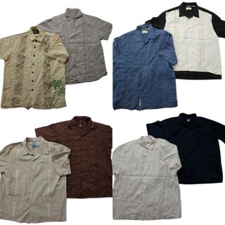 古着卸 まとめ売り キューバシャツ 半袖シャツ 8枚セット (メンズ L /XL /2XL ) 赤 白 茶色 ベージュ 青 MS7835(シャツ)