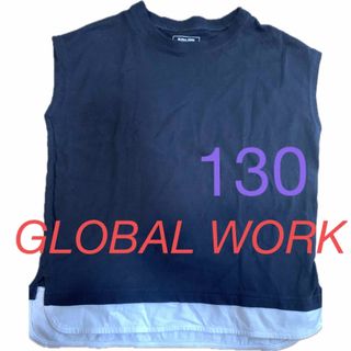 グローバルワーク(GLOBAL WORK)のGLOBAL WORK ノースリーブ　ツートン　ブラック130 (ブラウス)