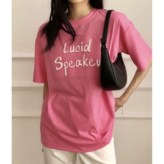 カラーTシャツ　ピンク　Tシャツ　インポート　韓国ファッション　海外　肌触り◯(カットソー(半袖/袖なし))