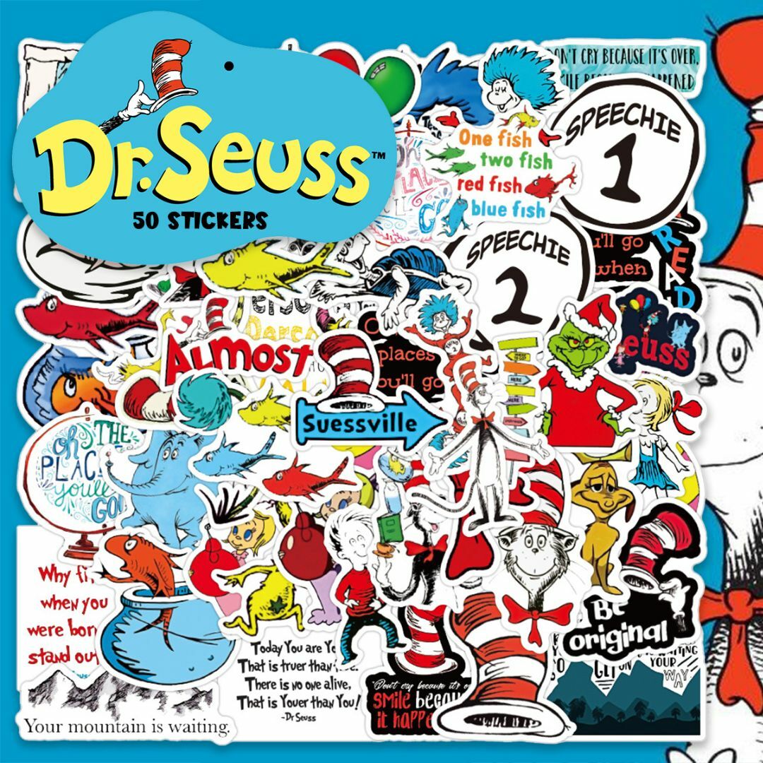 Dr. Seuss ステッカー 50枚セット ドクタースース 絵本作家 映画 エンタメ/ホビーのおもちゃ/ぬいぐるみ(キャラクターグッズ)の商品写真