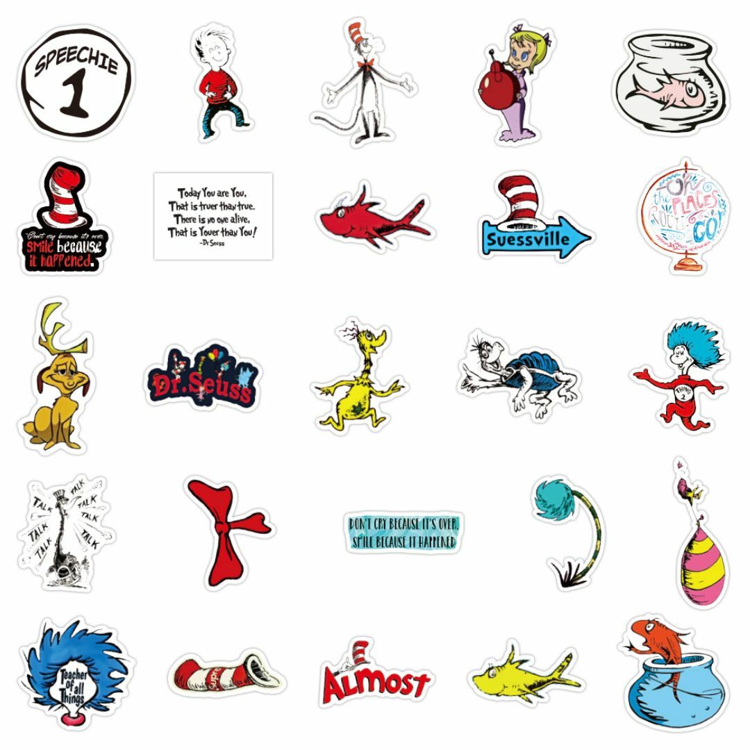 Dr. Seuss ステッカー 50枚セット ドクタースース 絵本作家 映画 エンタメ/ホビーのおもちゃ/ぬいぐるみ(キャラクターグッズ)の商品写真