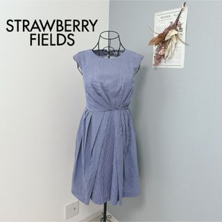 ストロベリーフィールズ(STRAWBERRY-FIELDS)のストロベリーフィールズ　1度着用　ノースリーブ　ストライプ　ワンピース　美品(ひざ丈ワンピース)