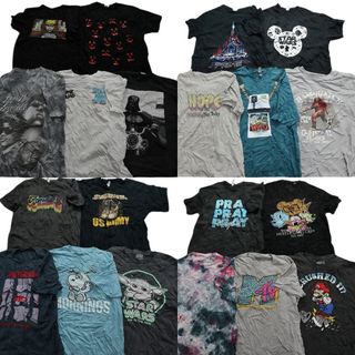 古着卸 まとめ売り カラーmix プリント 半袖Tシャツ 20枚セット (メンズ L ) キャラクター タイダイ ディズニー アニメ 映画 人物 MS7917(その他)