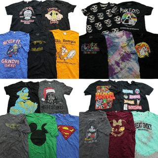 古着卸 まとめ売り カラーmix プリント 半袖Tシャツ 20枚セット (メンズ M ) キャラクター タイダイ アニメ ディズニー スカル MS7913(その他)