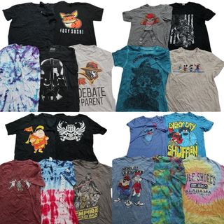 古着卸 まとめ売り カラーmix プリント 半袖Tシャツ 19枚セット (メンズ S /M ) キャラクター タイダイ ディズニー 映画 スカル MS7909(その他)