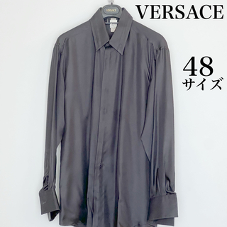 シャツ　ドレスシャツ　ヴェルサーチ　Versace シルク黒　ブラック　ブラウス