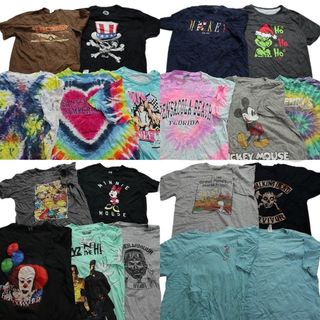 古着卸 まとめ売り カラーmix プリント 半袖Tシャツ 19枚セット (メンズ XL /2XL ) キャラクター タイダイ ディズニースカル映画人物MS7902(その他)