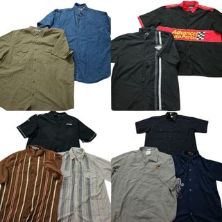 古着卸 まとめ売り 半袖シャツ 10枚セット (メンズ XL /2XL /3XL ) 無地 ワンポイント 英字ロゴ 黒 デニム 白 ベージュ MS7869(シャツ)