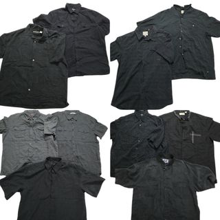 古着卸 まとめ売り 無地系 半袖シャツ 10枚セット (メンズ XL /2XL ) 胸ポケット グレー ワンポイント MS7898(シャツ)