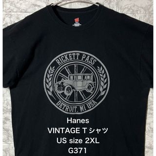 Hanes - USA アメリカ古着 ビッグプリント2XLsize HanesブラックTシャツ