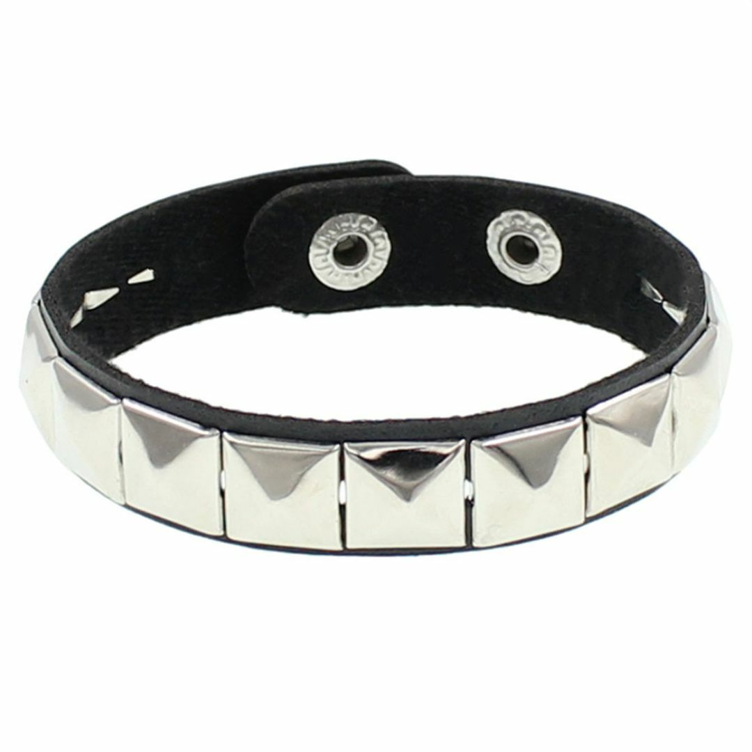 シングル スクエアスタッズ スリム 腕輪 ブレスレット バングル パンク ロック メンズのアクセサリー(ブレスレット)の商品写真
