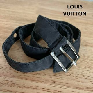 ルイヴィトン(LOUIS VUITTON)のルイヴィトン　テキスタイル　ベルト　ブラウン　キャンバス　ロゴ刻印(ベルト)