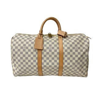 ルイヴィトン(LOUIS VUITTON)の新品同様 LOUIS VUITTON ルイヴィトン ボストンバッグ キーポル50 ダミエアズール N41430 ホワイト 中古 62819(ボストンバッグ)