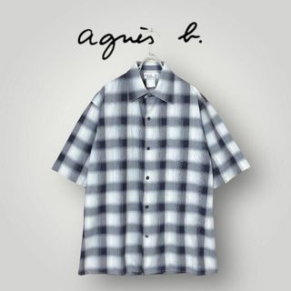 アニエスベー(agnes b.)の[希少!] 90's agnes b. オンブレシャツ チェック 白 黒 半袖(シャツ)