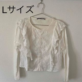 ザラ(ZARA)のZARA フリルシャツ　Lサイズ(シャツ/ブラウス(長袖/七分))