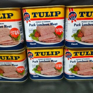 【チューリップ】★ポークランチョンミート★３4０ｇ×6缶★ TULIP Pork(缶詰/瓶詰)