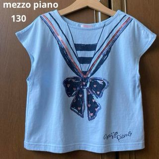 メゾピアノ(mezzo piano)のメゾピアノ　フレンチスリーブ　半袖　シャツ　リボン　セーラー　マリン　女の子　夏(Tシャツ/カットソー)