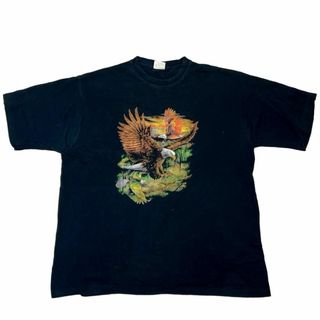 ヴィンテージ 半袖Tシャツ イーグル 夕焼け ブラック US古着 e46