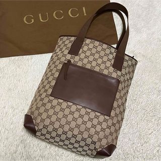 Gucci - 768 グッチ トートバッグ GGキャンバス×レザー GG柄 A4収納 ブラウン