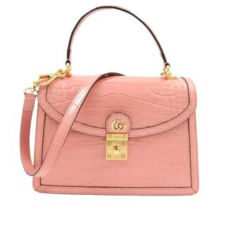 グッチ(Gucci)の　グッチ GUCCI オフィディア スモールトップハンド 651055 ピンク クロコダイル レディース ショルダーバッグ(ショルダーバッグ)