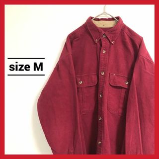 90s 古着 ノーブランド 長袖シャツ 赤シャツ トップス M (シャツ)