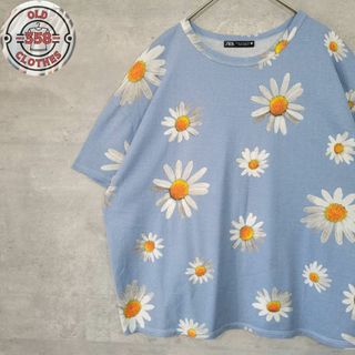 ザラ(ZARA)のZARA ザラ マーガレット 総柄 花柄 プリント Tシャツ オーバーシルエット(Tシャツ(半袖/袖なし))