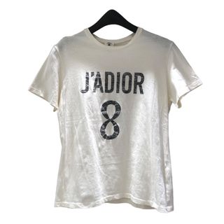 　クリスチャン・ディオール Christian Dior JADIORロゴTシャツ サイズS 7E23503TC428 アイボリー系 コットン 綿86% 麻14% レディース 半袖Ｔシャツ