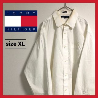 トミーヒルフィガー(TOMMY HILFIGER)の90s 古着 トミーヒルフィガー 長袖シャツ 白シャツ ゆるダボ XL (シャツ)