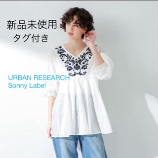 アーバンリサーチサニーレーベル(URBAN RESEARCH SONNY LABEL)のアーバンリサーチサニーレーベル ＊ Vネックコットンエンブロイダリー ブラウス(シャツ/ブラウス(長袖/七分))