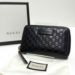 グッチ(Gucci)の769✨美品✨グッチ マイクロシマ コインケース カード ラウンドファスナー 黒(コインケース)