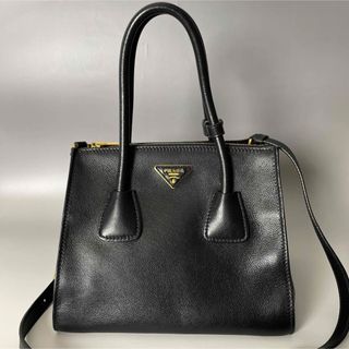 PRADA - Prada 極美品 黒 2way ハンドバッグ GLACE CALF レザー